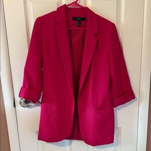 Vibrant Pink Open-Front Blazer (Oversized)